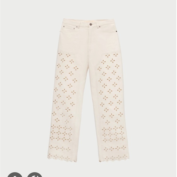 Loeffler Randall Demi Jean Pant Embroidered Eyelet Size 4 - Picture 2 of 5